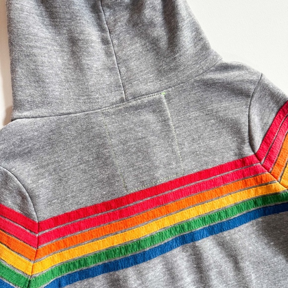 Aviator Nation Hoodie RARE 6-Stripe Full Zip Heather Gray Size XS USA Made - Picture 8 of 14